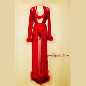 Sugarbaby Sugardaddy Robe  Sheer Long Feather robe